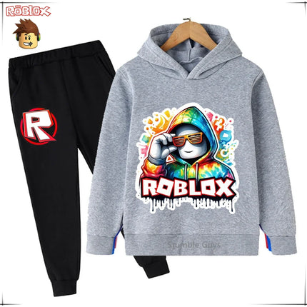 Spring Autumn Boys Clothes Girls Roblox Anime Hoodie Set 2-Piece Kids Fashion Casual Sweatshirt