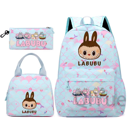 3Pcs/set Backpack for Girl School Teen Student Knapsack Women Rucksack with Lunch Bags Pencil Bag Fish Scale Style Bags
