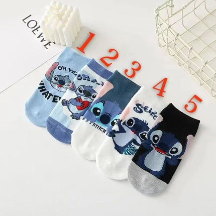 Disney Stitch Socks Boys Girls Anime Cartoon Stockings Spring Autumn Short Tube Students Sock Children Fashion Cute Hose Gifts