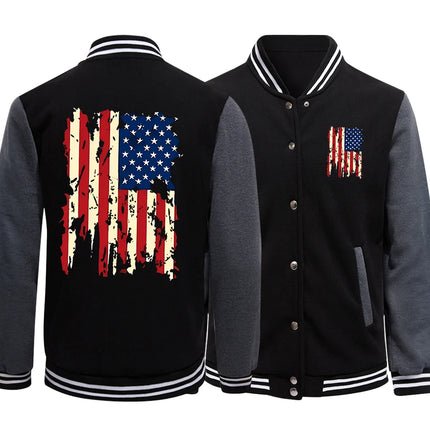 American Flag Graphic Print Men Loose Baseball Jersey Sporty Fashion&Accessories S-5Xl High Street Clothes & Accessories