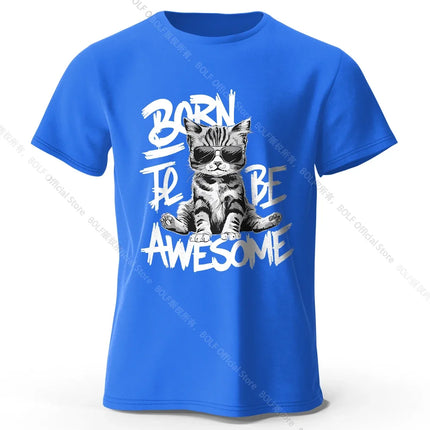 Mens Cool Cat T-Shirt 100% Cotton Oversized Handsome Feline Graphic Tee for Men and Women Streetwear Style