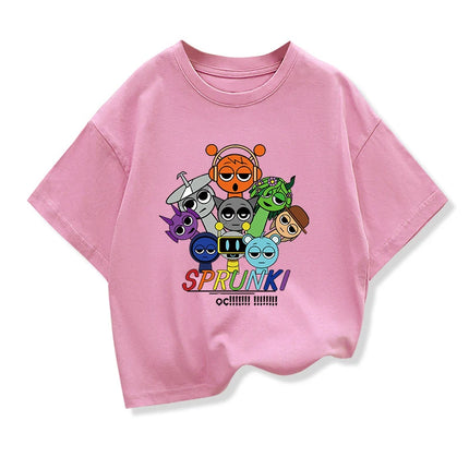 Summer Children's Short Sleeve T-Shirt  Spunki Horror Game Incredibox Tops Cartoon Clothes Tees Girls Boys Kids Cotton Clothing