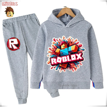 Roblox Kids Fashion Hoodie Set Anime Character Graphic Spring Autumn Boys Clothes Girls Casual Sweatshirt
