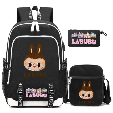 3Pcs/set Cute Backpack Shoulder Bag Pencil Case Boy Girl Teen Student Backpack Schoolbag Women Large Capacity Travel Bag Mochila