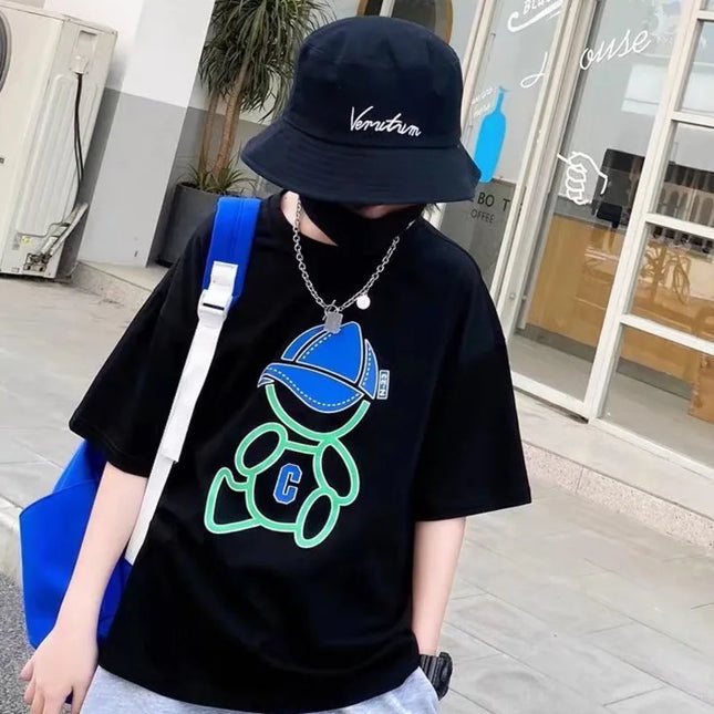 Summer Cool Kids Boy Casual Tops Cartoon Print Trendy Children's T-shirt Short Sleeve European And American Style Toddler Tees