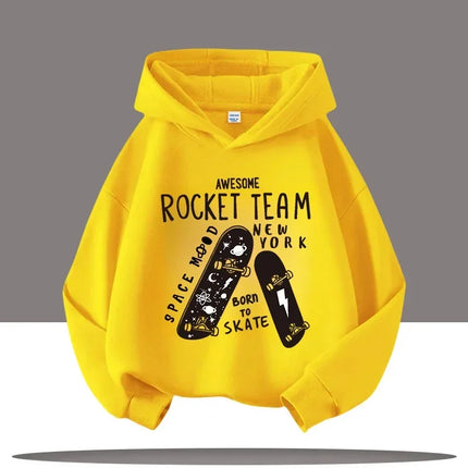 Autumn Winter Skateboard Cool Print 7-13Y Children's Hoodie Warm Girl Casual Top Kid Casual Clothes Boy Sportswear Sweatshirt