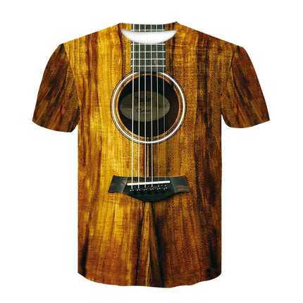 2021 New Men 3d Guitar Printed Fashion Hot Short Sleeves T Shirt Daily Short Sleeve Tee Tshirt Female Psychedelic Clothes