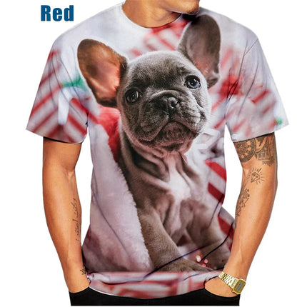Summer New Fashion Summer Cute French Bulldog 3d Printing Men's T-shirt Woman Casual Trend Tee Top