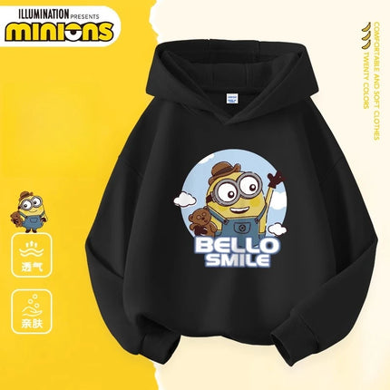 Despicable Me Cute Minions Print Boys Girls Hooded Sweatshirt Children's Fall and Winter Casual Fashion Warm Pullover Sweatshirt
