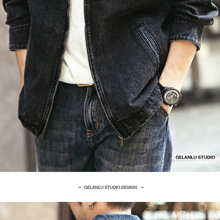 2024 Spring and autumn tide brand American vintage to do old denim coat men casual cargo jacket men