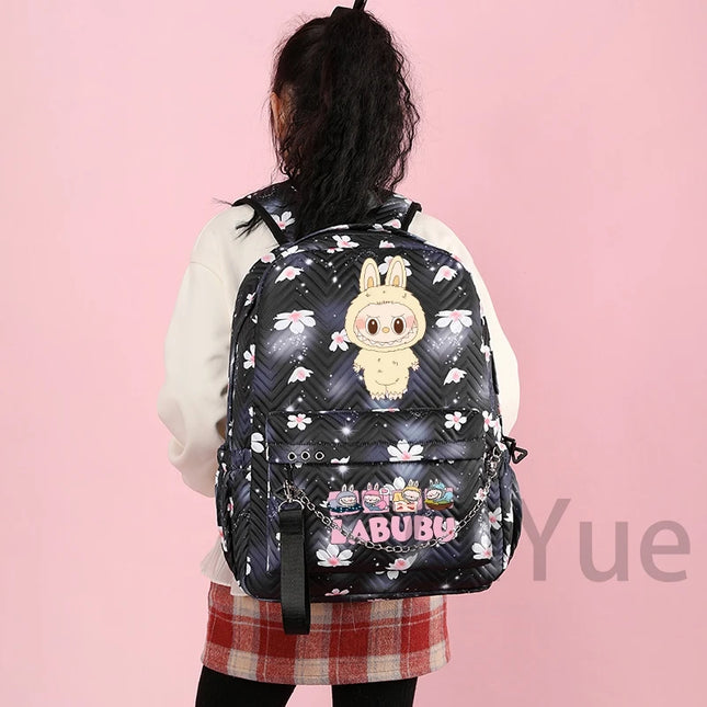 Cute Cartoon Backpack Teenager Girl Zimomo Knapsack Mokoko Charm Junior Student Casual Commute Back To School Waterproof Bags