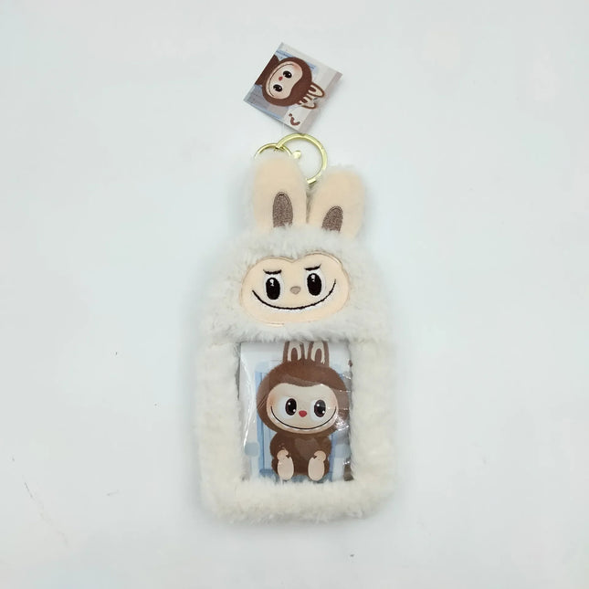 1pc Cartoon Plush Keychain Cloth Purse Photo Card Bag Plush Small Wallet Bank Card Storage Bag Keyring