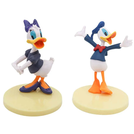 6Pcs/Set Disney Cartoon Action Figure Doll Anime Mickey Mouse Minnie Donald Character Model Toy Car Decoration Kids Xmas Gifts