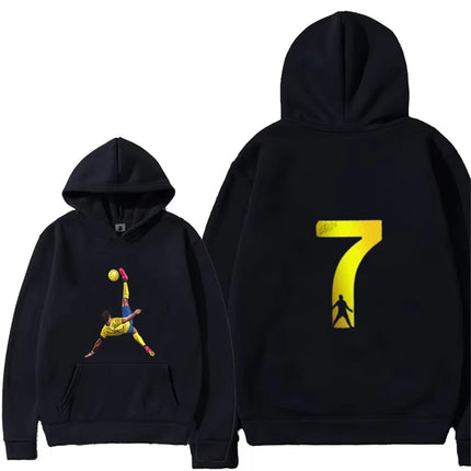 Children tops age 3-12 Boy pocket Hoodie Famous football stars Number 7 Sweatshirt yellow coat Boy Girls red spring Clothing