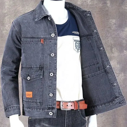 Male Jean Coats Blue Button Men's Denim Jacket Autumn Cheap Price Stylish New in Y2k One Piece of Fabric Low Cost Cowgirl Size L
