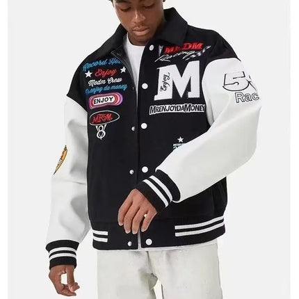 American High Street Jacket for Men Ins Style Embroidered Couple Baseball Uniform Retro Loose Coat Autumn and Winter Fashion New