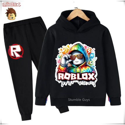 Spring Autumn Boys Clothes Girls Roblox Anime Hoodie Set 2-Piece Kids Fashion Casual Sweatshirt