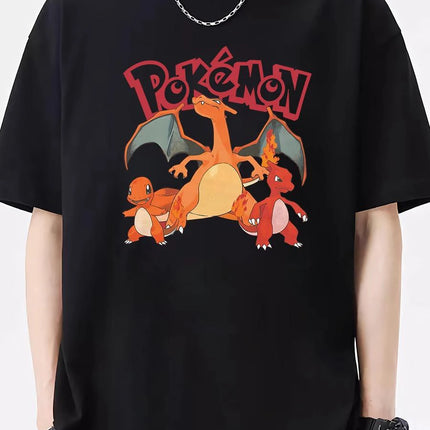 （Miniso) Pokemon Fire Dragon T-Shirt Y2k Tees Men Fashion Kid T-Shirt Top Men Cotton T-Shirt Summer Women T-Shirt Men Clothing