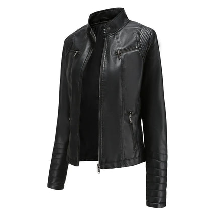 2025 Women's Leather Jacket Spring Autumn Thin Motorcycle Suit European Size Leather Jacket Short Fashion Women's Jacket