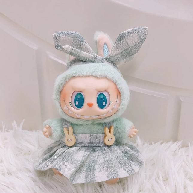 Labubu 15cm/17cm Doll Clothing Sitting Party Strawberry Tank Top Skirt Paired With Princess White Shoes Princess Baby Clothes