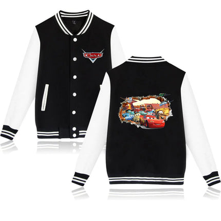 Cars Lightning McQueen Baseball College Jacket Oversized Men Clothes jacket Personality Street coats Anime Jackets Costume kid