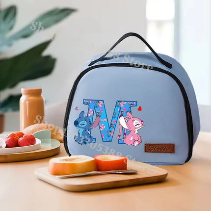 Anime Stitch Lunch Bags Disney Fashion Aluminum Foil Insulated Box Picnic Portable Keep Fresh Handbag Food Storage Bento Pouch