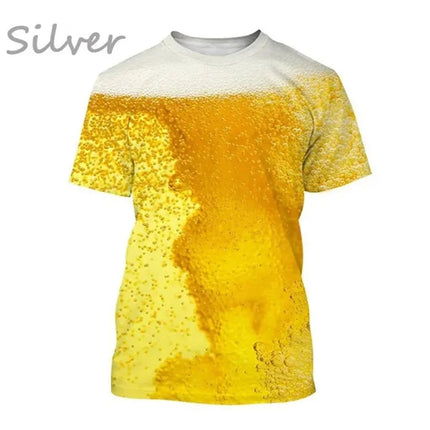 Funny Bubble Beer 3D Printed T Shirt For Men Fashion Graphs T-shirt Summer Gym Sports Short Sleeve Tees Quick-drying Women Tops