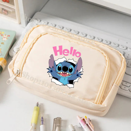 Disney Stitch High-capacity Pencil Bag for Students Anime Cartoon Fashion Pen Case Stationery Storage Pouch School Supplies Gift