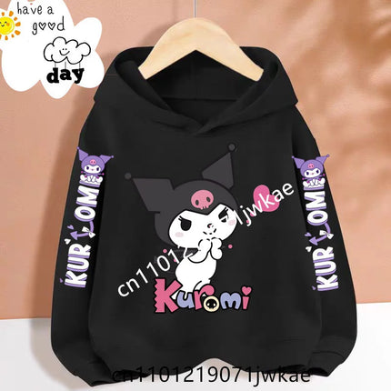 Cartoon Peripheral Pullover 3-12 Year Boys and Girls Hoodie The Spring and Autumn New Pattern Children's Kuromi Black Hoodies