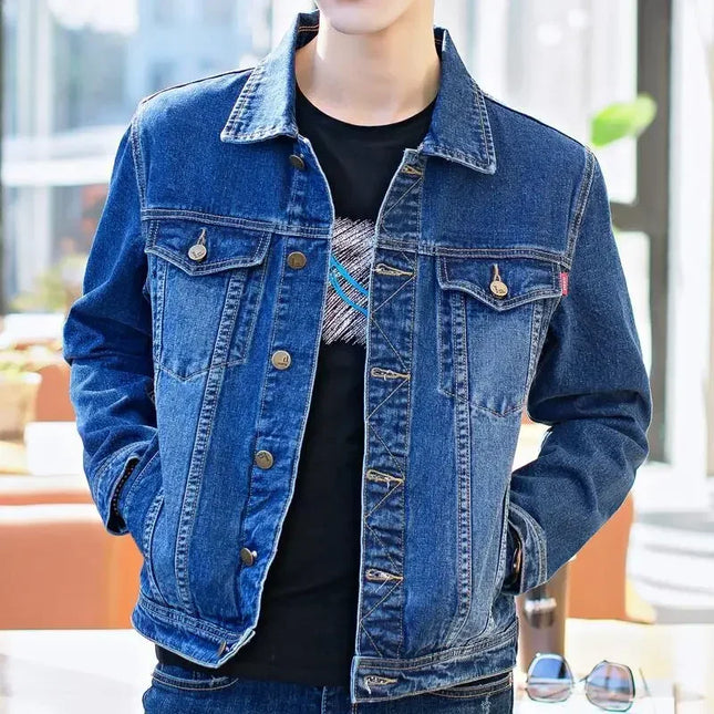 Men's Denim Jacket Short Casual Slim Black Male Jean Coats Button New in High Quality Trendy Cheap Price Stylish Low Cost Size L