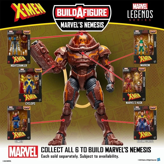 2025 Marvel Legends X-MEN Nemesis BAF Wolverine Nightcrawler Gambit Fabian Cortez Cyclops Husk Marrow 6" Action Figure Toys Doll