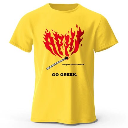 Retro Hand Drawn Match Fire T-Shirt 100% Premium Cotton Slim Fit Artistic Flame Graphic Tee for Men and Teens