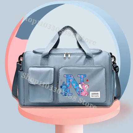 Disney Stitch High-capacity Luggage Bag with Shoes Box Men Women Anime Sport Fitness Yoga Portable Handbag Fashion Traveling Bag