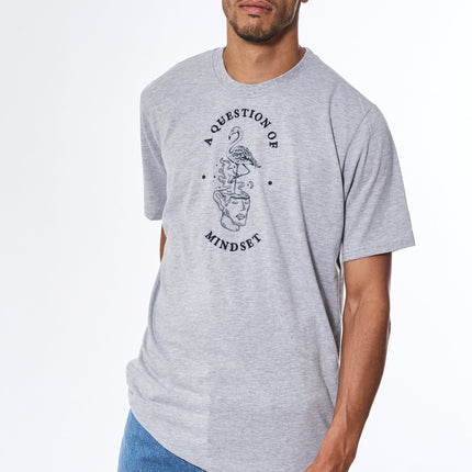 Tee Print Emb - Grey Melange