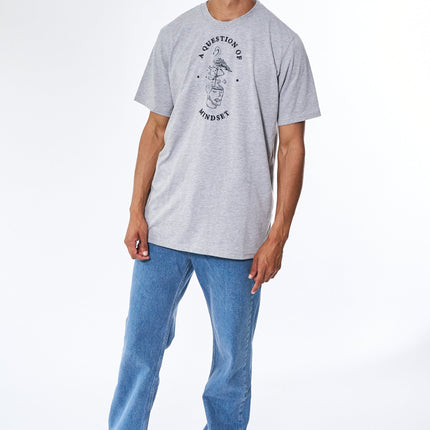 Tee Print Emb - Grey Melange