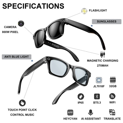 New Arrival AI Translation Smart Wearable Glasses 2025 Camera Video Android Touch Control AI Voice Activated W610 Smart Glasses
