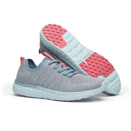 EVERLIGHT WOMENS - GRAY/BLUE/CORAL Grey & Blue Slip Resistant Comfortable Women's Trainer for Work