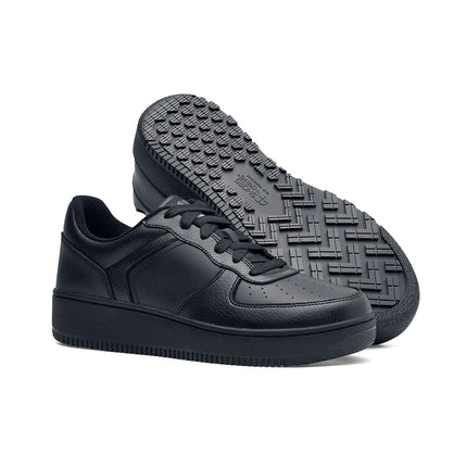 HOLCOMBE BLACK Black Lace-Up Slip Resistant Trainer, Revive™ Foam Cushioning, Easy to Clean, and Comfortable Design