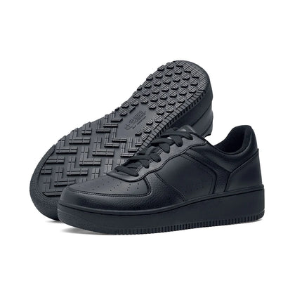 HOLCOMBE BLACK Black Lace-Up Slip Resistant Trainer, Revive™ Foam Cushioning, Easy to Clean, and Comfortable Design