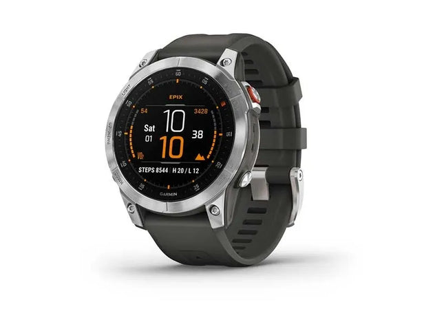 Garmin epix Gen 2 - Slate steel - sports watch with band - silicone - wrist size: 125-208 mm - display 1.3" - 16 GB - Bluetooth, Wi-Fi, ANT+ - 76 g