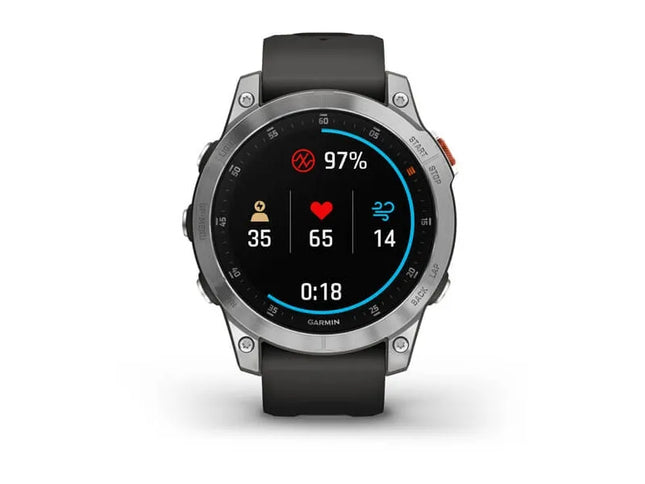 Garmin epix Gen 2 - Slate steel - sports watch with band - silicone - wrist size: 125-208 mm - display 1.3" - 16 GB - Bluetooth, Wi-Fi, ANT+ - 76 g