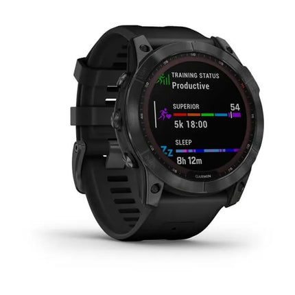 Garmin fenix 7X Solar - 51 mm - slate grey - sports watch with band - silicone - black - wrist size: 127-210 mm - display 1.4" - 16 GB - Bluetooth, Wi-Fi, ANT+ - 96 g