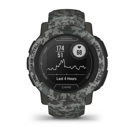 Garmin Instinct 2 - Camo Edition - 45mm - graphite camo - sports watch with band - silicone - wrist size: 135-230mm - monochrome - 32MB - Bluetooth, ANT+ - 52g