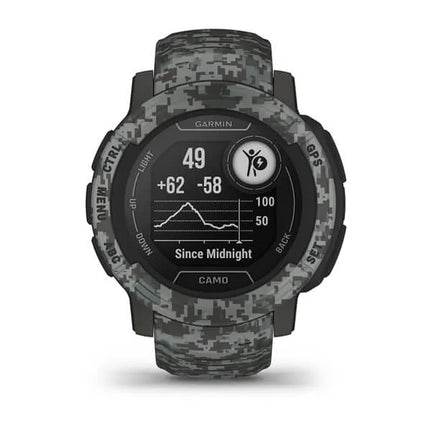 Garmin Instinct 2 - Camo Edition - 45mm - graphite camo - sports watch with band - silicone - wrist size: 135-230mm - monochrome - 32MB - Bluetooth, ANT+ - 52g