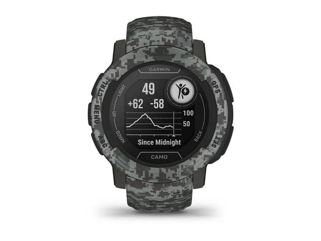 Garmin Instinct 2 - Camo Edition - 45mm - graphite camo - sports watch with band - silicone - wrist size: 135-230mm - monochrome - 32MB - Bluetooth, ANT+ - 52g