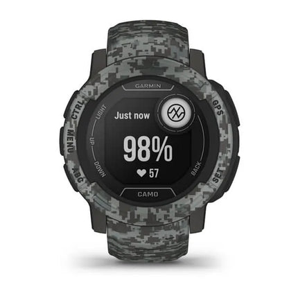 Garmin Instinct 2 - Camo Edition - 45mm - graphite camo - sports watch with band - silicone - wrist size: 135-230mm - monochrome - 32MB - Bluetooth, ANT+ - 52g