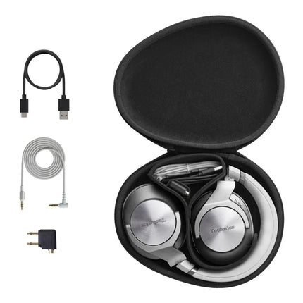 Technics EAH-A800E - Headphones with Mic - Full Size - Bluetooth - Wireless, Wired - Active Noise Cancellation - 3.5mm Jack - Silver