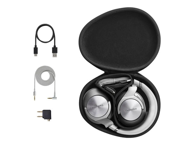 Technics EAH-A800E - Headphones with Mic - Full Size - Bluetooth - Wireless, Wired - Active Noise Cancellation - 3.5mm Jack - Silver