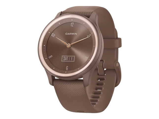 Garmin vívomove Sport - Cocoa with peach-gold accents - Smart watch with band - Silicone - Wrist size: 125-190mm - Monochrome - Bluetooth, ANT+ - 19g