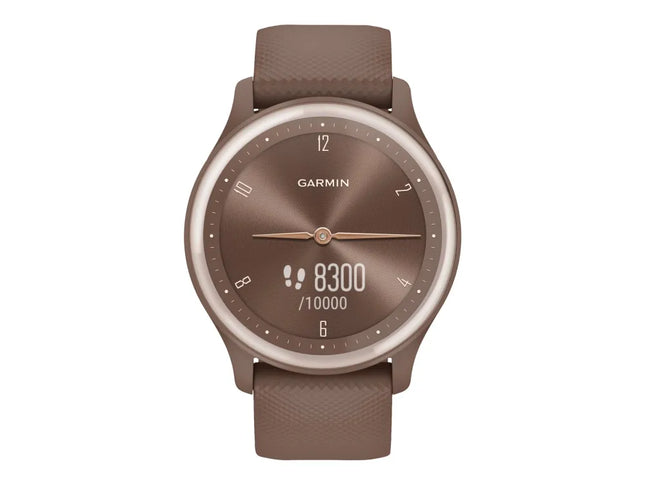 Garmin vívomove Sport - Cocoa with peach-gold accents - Smart watch with band - Silicone - Wrist size: 125-190mm - Monochrome - Bluetooth, ANT+ - 19g